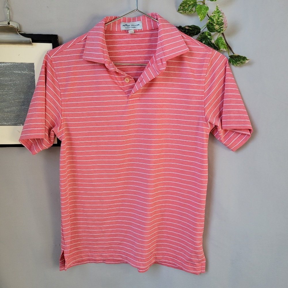 Peter Millar Boys Halifax Stripe Youth Stretch Jersey Summer Comfort Polo M 9-10